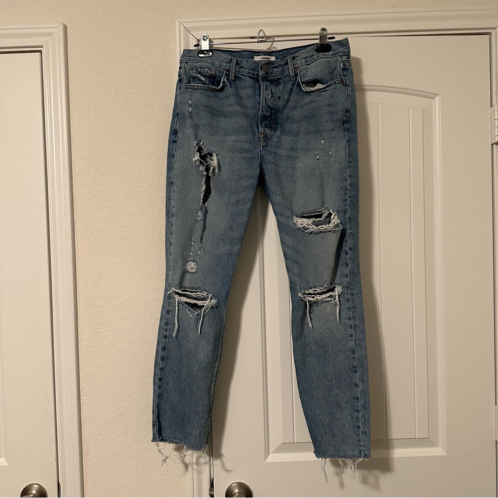 Grlfrnd Karolina Distressed Raw Hem High Rise Skinny Jeans Women Size 30